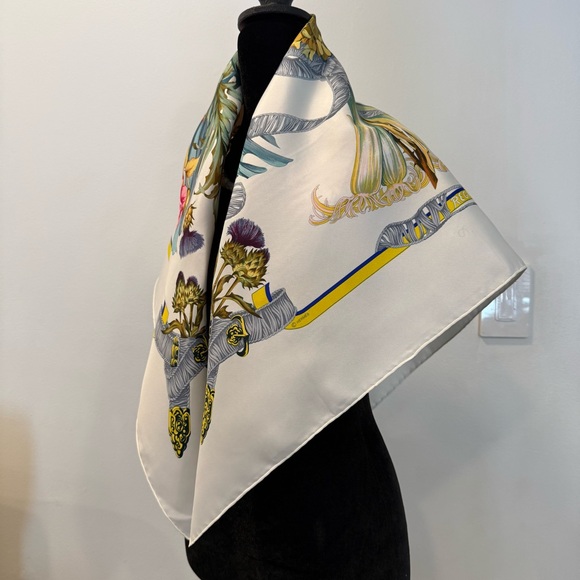 Hermes Floral Silk Scarf with Ribbon Design 35” - Picture 7 of 10